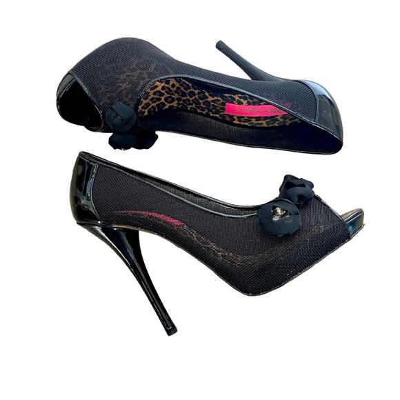 Betsey Johnson Women's Alexandra Open Toe Mesh Pumps Shoes Black Size 8.5 - Picture 7 of 12